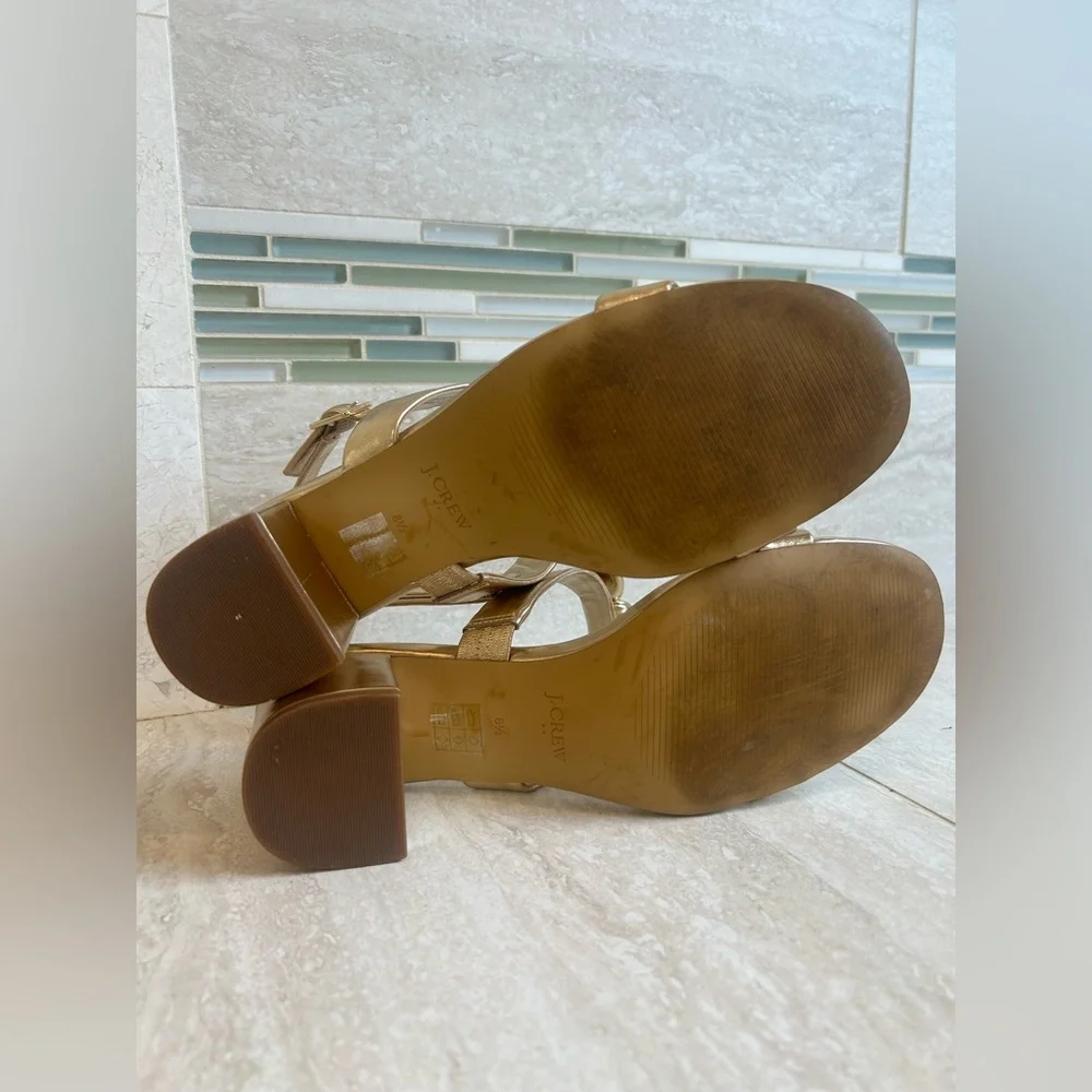 J Crew Bow heeled sandals in gold - Picture 7 of 7